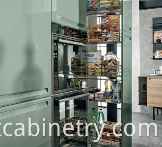 green tall pantry cabinet